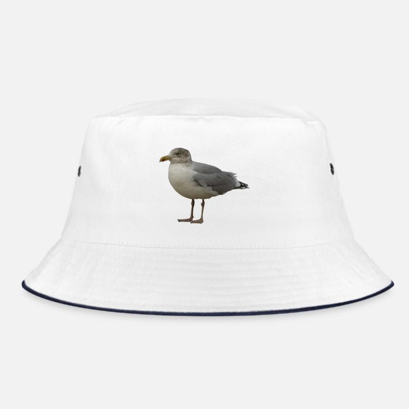 Seemöwe am Strand Illustration - Bucket Hat - Weiß/Navy