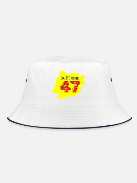 Map Lot et Garonne 47 - Bucket Hat - white/navy - Front