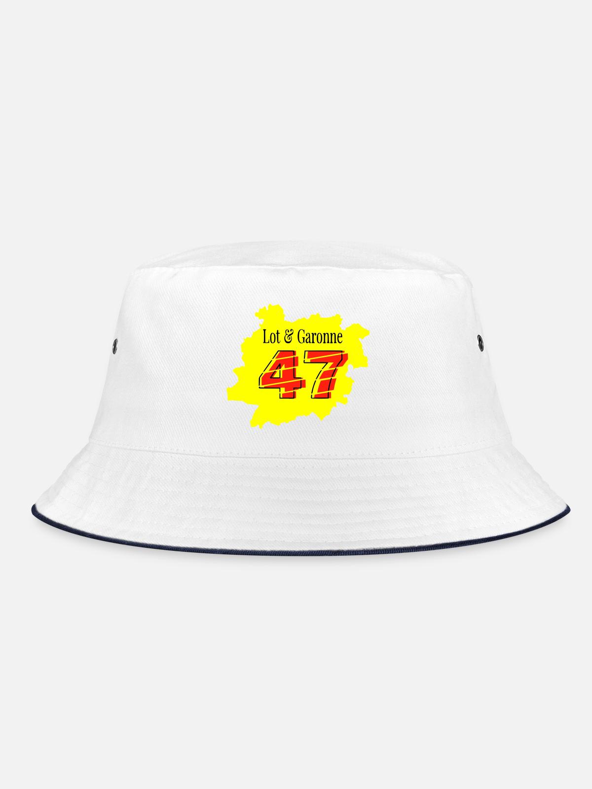 Map Lot et Garonne 47 - Bucket Hat - white/navy - Front