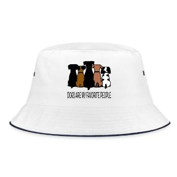 Vier Hundesilhouetten in Farbton - Bucket Hat - Weiß/Navy - Vorne