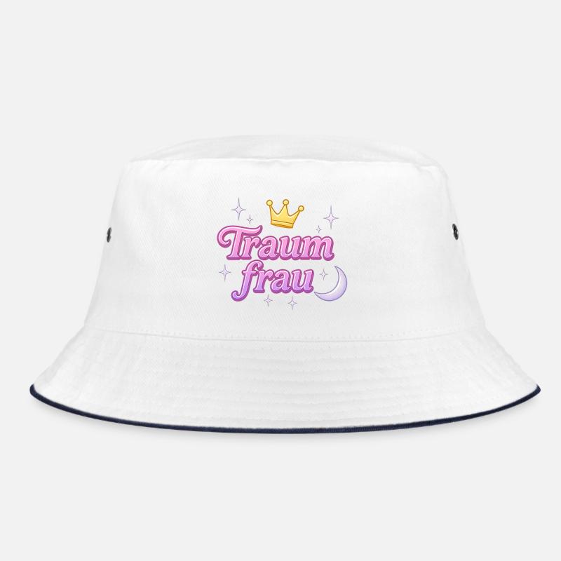 traumfrau / y2k statement spitzname design  - Bucket Hat - Weiß/Navy
