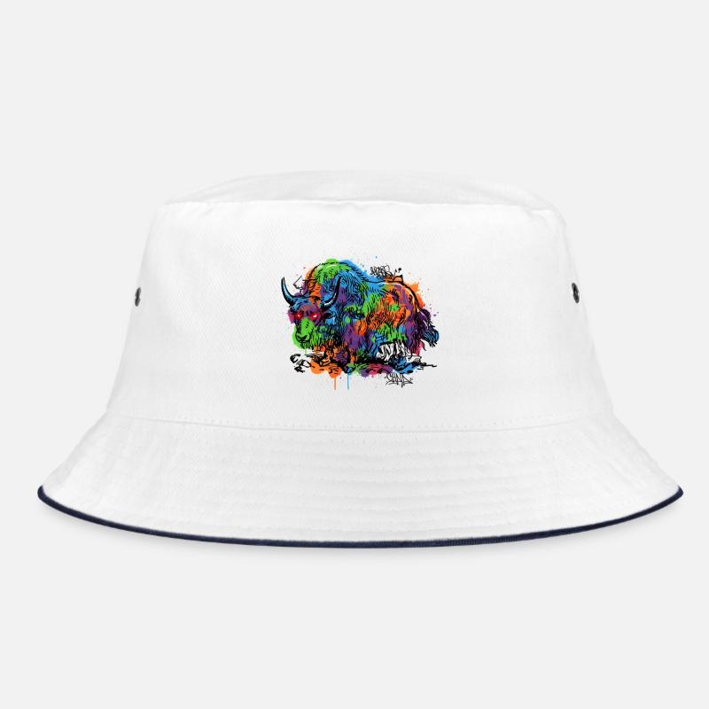 Regenbogenyak Graffiti Muster Bucket Hat