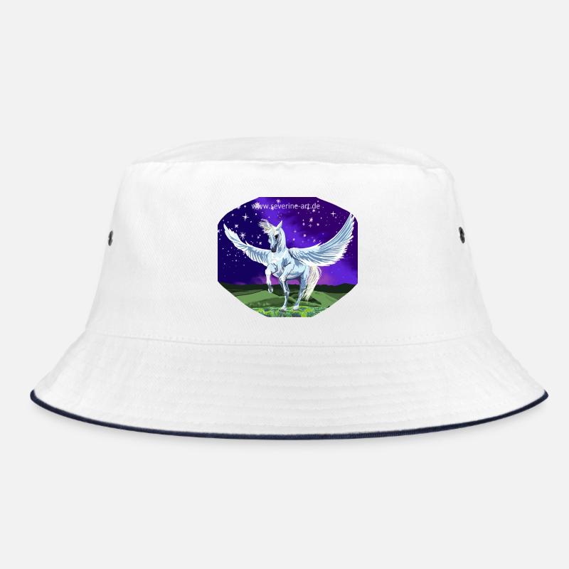 Weisser Pegasus bei Nacht vor Sternenhimmel - Bucket Hat - Weiß/Navy