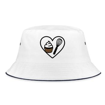 Pastry Heart Whisk Sweet Cream Dessert - Bucket Hat - white/navy - Front