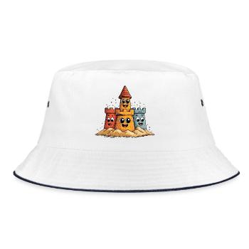 Funny Sand Sculpture Building - Bucket Hat - white/navy - Front