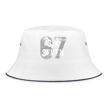 Six Seven, 6 7 Slang - Bucket Hat - Weiß/Navy - Vorne