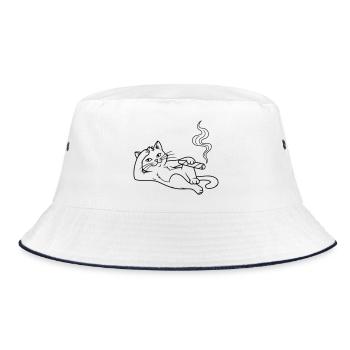 Chat glaçant avec un cigare – Design humoristique - Bob - blanc/marine - Devant