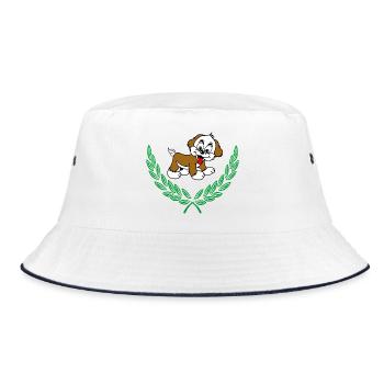 Dog in Green Laurel Wreath – Congratulations - Bucket Hat - white/navy - Front