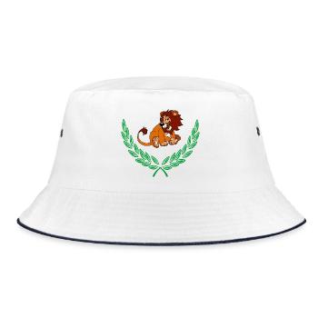 Lion in Green Laurel Wreath – Congratulations - Bucket Hat - white/navy - Front