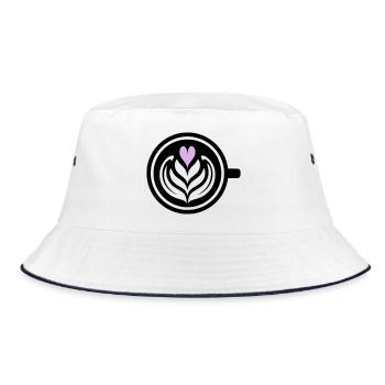 Kaffee-Liebe: Latte art Herz Vektor - Bucket Hat - Weiß/Navy - Vorne