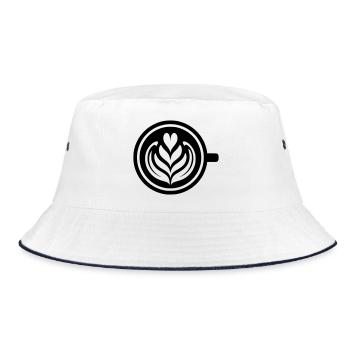 Kaffee-Liebe: Latte art Herz Vektor - Bucket Hat - Weiß/Navy - Vorne