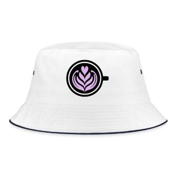 Kaffee-Liebe: Latte art Herz Vektor - Bucket Hat - Weiß/Navy - Vorne