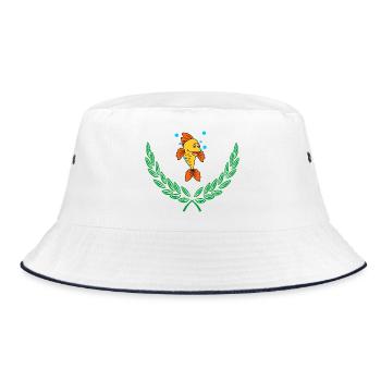 Fish in Green Laurel Wreath - Bucket Hat - white/navy - Front