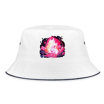 Sugar Chamber Rabbit in the Crystal Forest - Bucket Hat - white/navy - Front