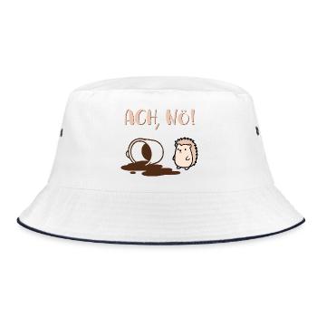 Kaffee Laune Tag Igel - Bucket Hat - Weiß/Navy - Vorne