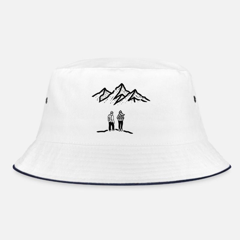Gipfelpfad: Bergsteiger Duo - Bucket Hat - Weiß/Navy