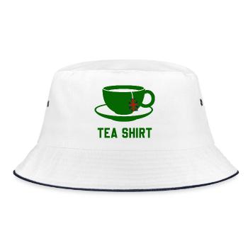 Teehemd – Wortspiel mit ruhiger Teetasse - Bucket Hat - Weiß/Navy - Vorne