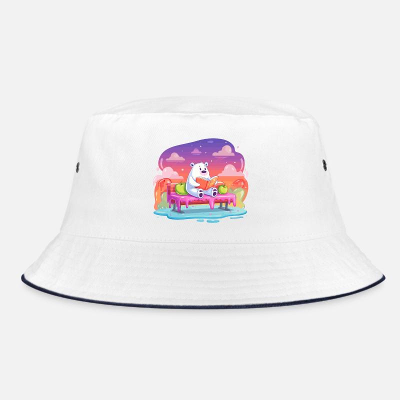 Lesender Eisbär im Farbtraum Bucket Hat