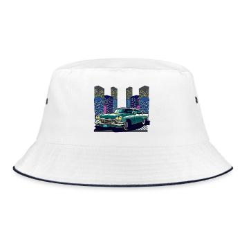 Vintage city runabout neon evening - Bucket Hat - white/navy - Front