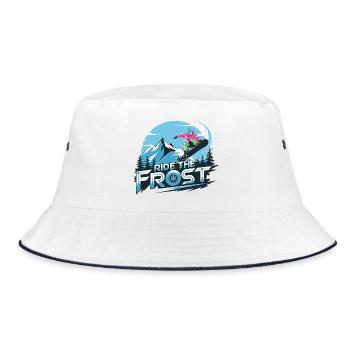  Ride The Frost Snowboard Motiv Für Snowboarder - Bucket Hat - Weiß/Navy - Vorne