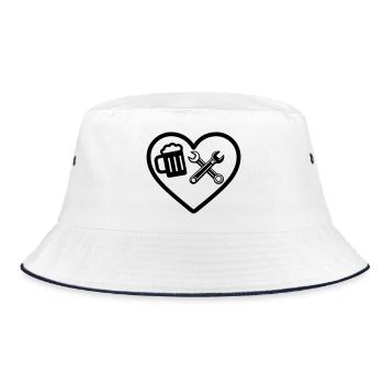 Heart Beer Mechanic Car Humor - Bucket Hat - white/navy - Front