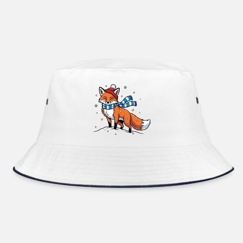 Winter fox with scarf Bucket Hat