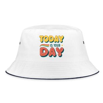 Heute ist dein Tag - Bucket Hat - Weiß/Navy - Vorne