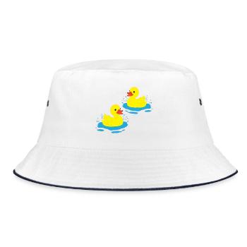 Zwei glückliche Enten - Bucket Hat - Weiß/Navy - Vorne