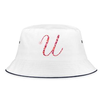 Romantic floral monogram "U" - Bucket Hat - white/navy - Front