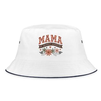 Mama My Greatest Adventure - Floral Mom Quote Desi - Bucket Hat - white/navy - Front