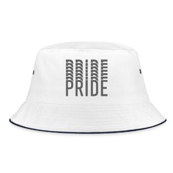 Pride-Monogramm in Grautönen - Bucket Hat - Weiß/Navy - Vorne