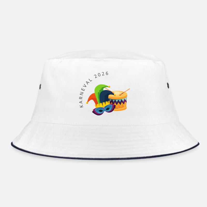 Karneval 2026 – Maske & Trommel buntes Design Bucket Hat