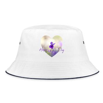 Fleurs en cœur Design de la fête des mères Fleur violette Fleur pourpre - Bob - blanc/marine - Devant