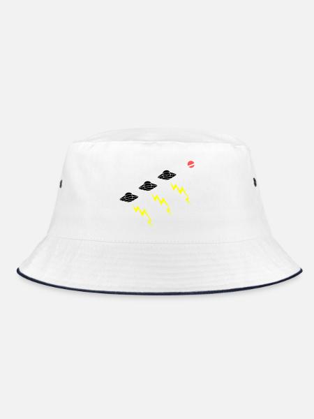 UFO Invasion Lightning Attack Alien Vector - Bucket Hat - white/navy - Front