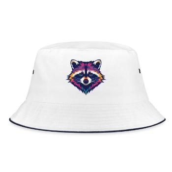 Color Explosion Raccoon Head - Bucket Hat - white/navy - Front