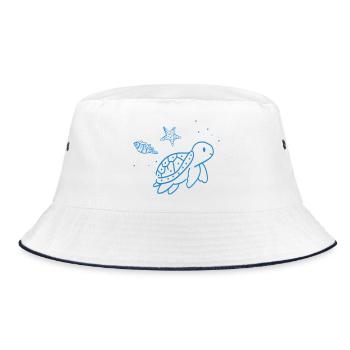 Blue Sea Animal Doodle - Bucket Hat - white/navy - Front