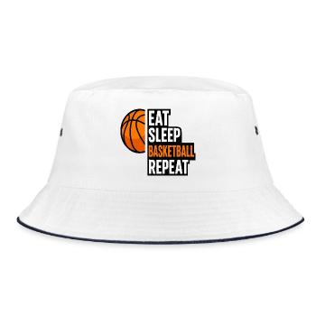 Eat Sleep Basketball Repeat Quote - Bucket Hat - white/navy - Front