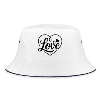 Love in a calligraphic heart is something special - Bucket Hat - white/navy - Front