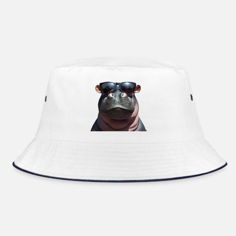 Nilpferd Flusspferd Hippo mit Sonnenbrille Bucket Hat
