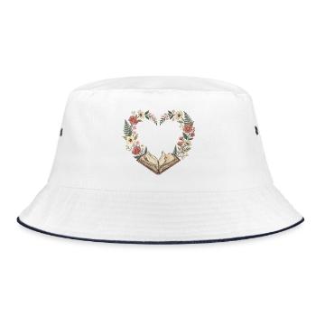 Cœur floral de la Saint-Valentin pour amoureux de livres vintage - Bob - blanc/marine - Devant