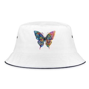 Colorful Color Butterfly - Bucket Hat - white/navy - Front