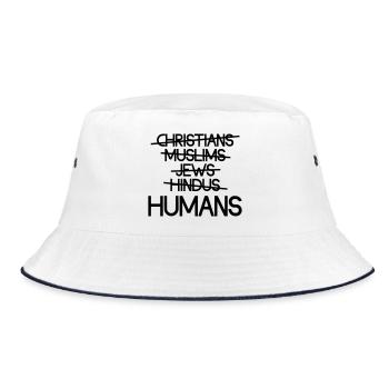 Humans Over Religion - Message - Bucket Hat - white/navy - Front