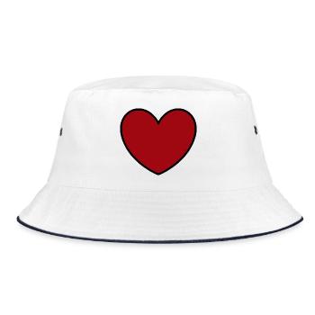 rotes Herz rot Geschenk Valentinstag - Bucket Hat - Weiß/Navy - Vorne