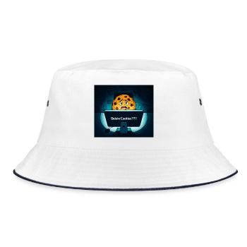 Shy Cookie at Computer - Bucket Hat - white/navy - Front