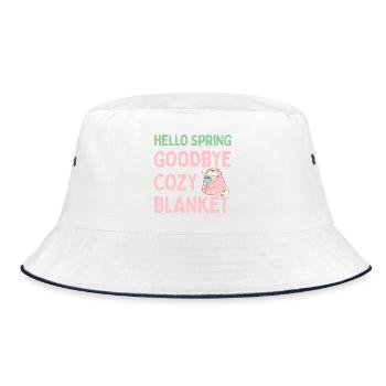 Hello spring, goodbye warm blanket - Bucket Hat - white/navy - Front