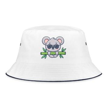 Koala auf Solar-Bambus - Bucket Hat - Weiß/Navy - Vorne