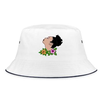 Vector portrait - Bucket Hat - white/navy - Front