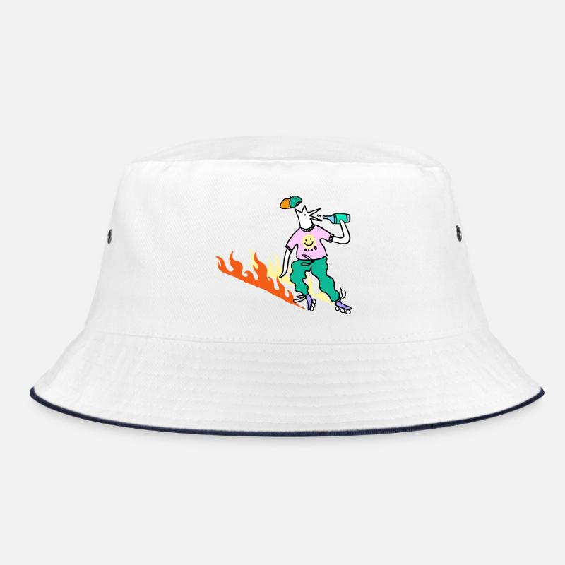 Roller_Skater_on_fire - Bucket Hat - Weiß/Navy
