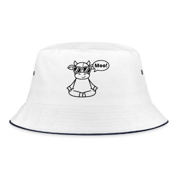 Yoga Cow Meditation Moo Comic Vector - Bucket Hat - white/navy - Front