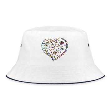 Heart - Bucket Hat - white/navy - Front